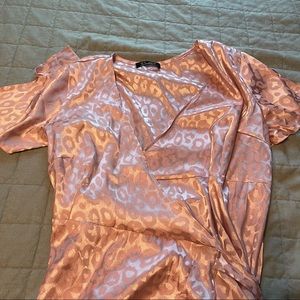 Simplee Pink Satin High-low Wrap Dress